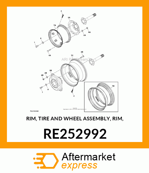 RIM, TIRE AND WHEEL ASSEMBLY, RIM, RE252992