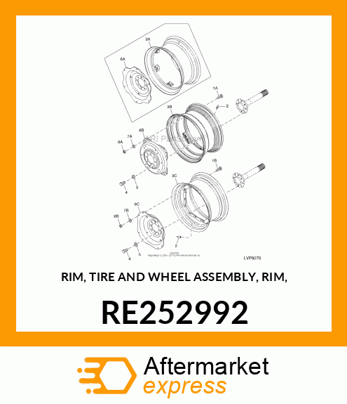RIM, TIRE AND WHEEL ASSEMBLY, RIM, RE252992