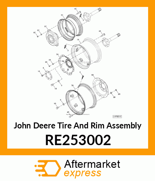 TIRE AND RIM ASSEMBLY, RIM, DRIVE W RE253002