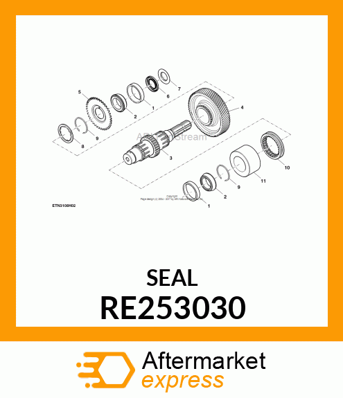 SEALING RING, PADDY FIELD, PTO OUTP RE253030