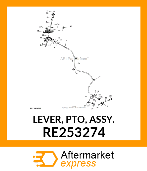 LEVER, PTO, ASSY. RE253274