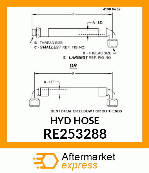 HYD HOSE, STEERING CYL., ROD END RE253288