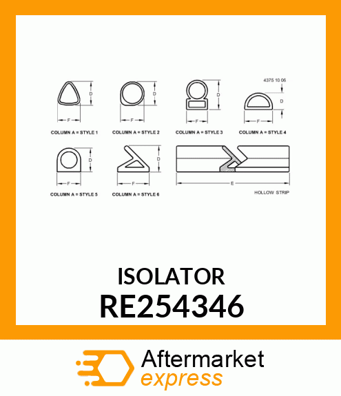 ISOLATOR, SEAL, HOOD CHIN RE254346