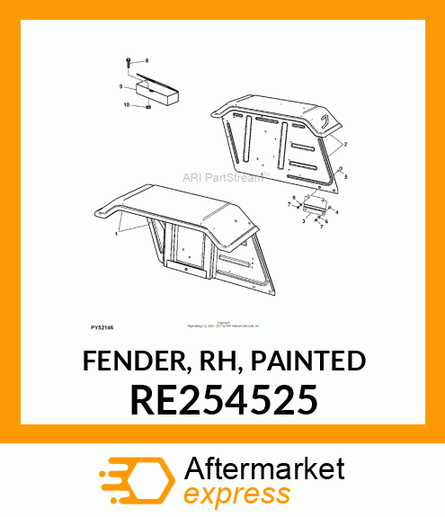 FENDER, RH, PAINTED RE254525