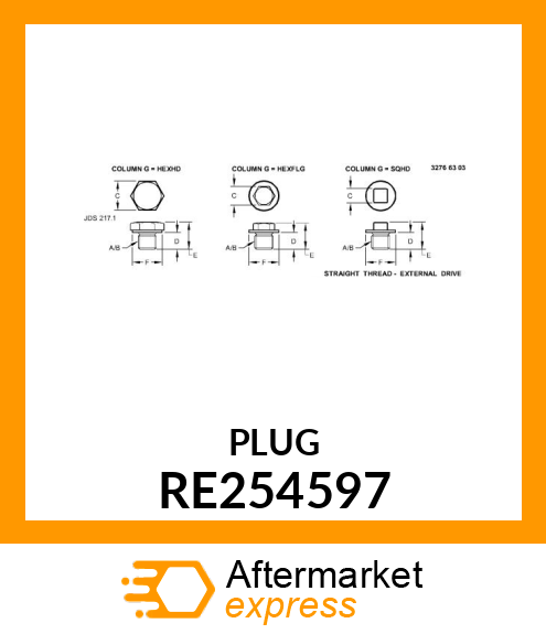 PLUG, AIR FILTER SENSOR PORT RE254597