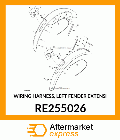 WIRING HARNESS, LEFT FENDER EXTENSI RE255026