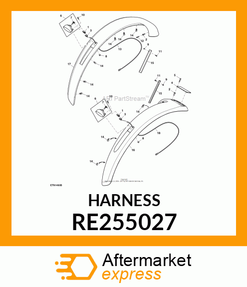 WIRING HARNESS, RIGHT FENDER EXTENT RE255027
