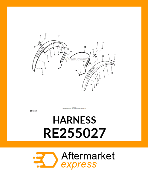 WIRING HARNESS, RIGHT FENDER EXTENT RE255027