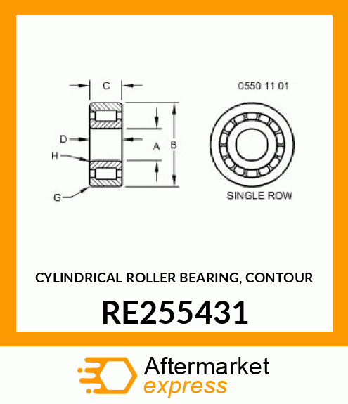 CYLINDRICAL ROLLER BEARING, CONTOUR RE255431