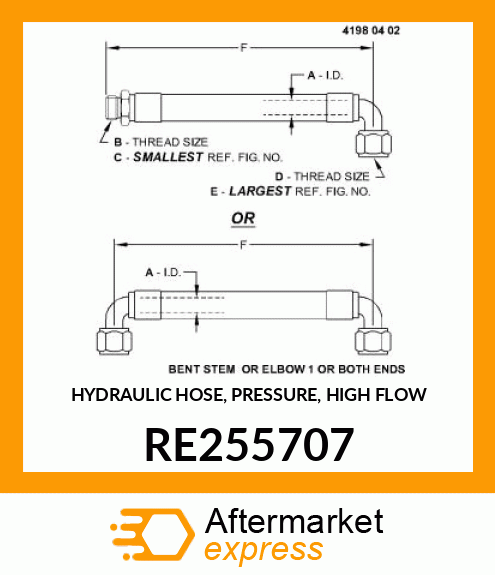 HYDRAULIC HOSE, PRESSURE, HIGH FLOW RE255707