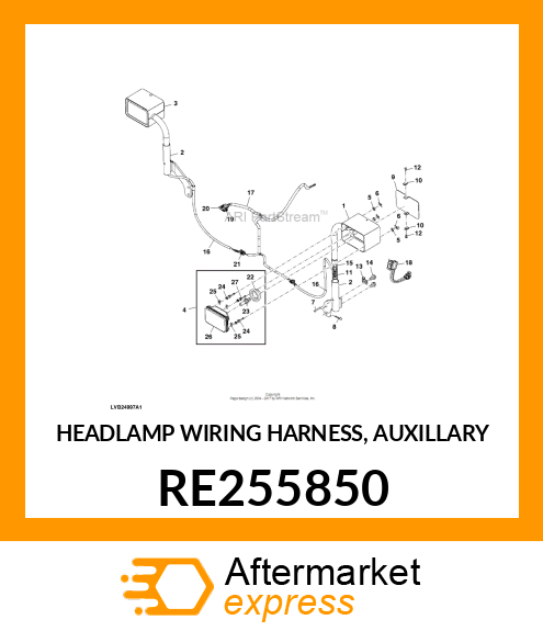 HEADLAMP WIRING HARNESS, AUXILLARY RE255850