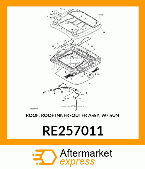 ROOF, ROOF INNER/OUTER ASSY, W/ SUN RE257011