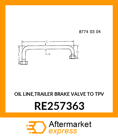 OIL LINE,TRAILER BRAKE VALVE TO TPV RE257363