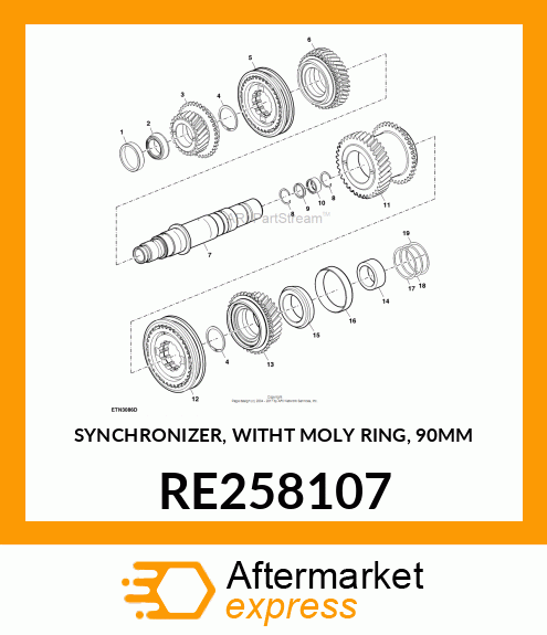 SYNCHRONIZER, WITHT MOLY RING, 90MM RE258107