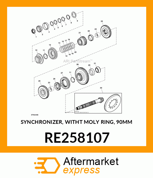 SYNCHRONIZER, WITHT MOLY RING, 90MM RE258107