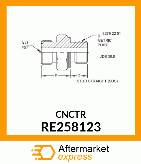 ADAPTER FITTING, STUD STRAIGHT LONG RE258123