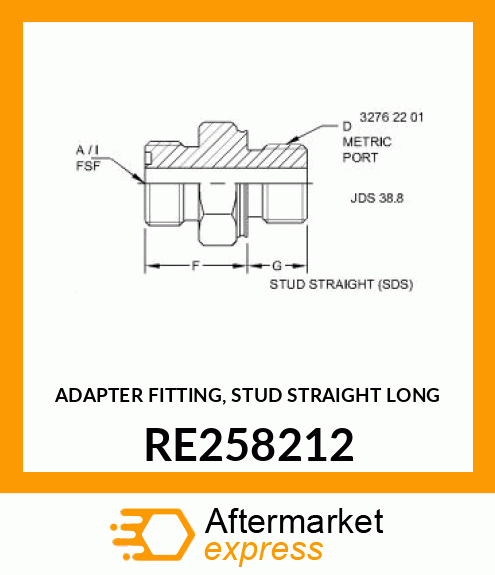 ADAPTER FITTING, STUD STRAIGHT LONG RE258212