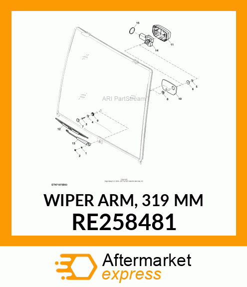 WIPER ARM, 319 MM RE258481