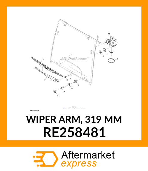 WIPER ARM, 319 MM RE258481