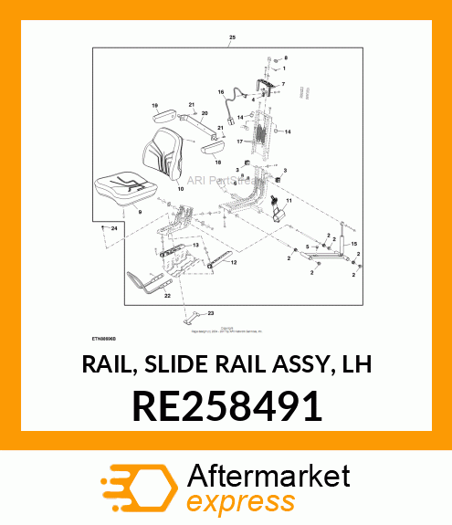 RAIL, SLIDE RAIL ASSY, LH RE258491