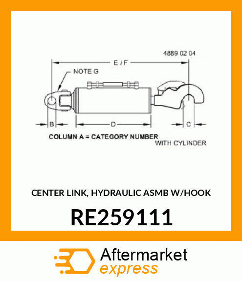 CENTER LINK, HYDRAULIC ASMB W/HOOK RE259111