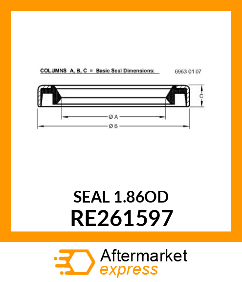 SEAL, FAN DRIVE SHAFT SEAL RE261597