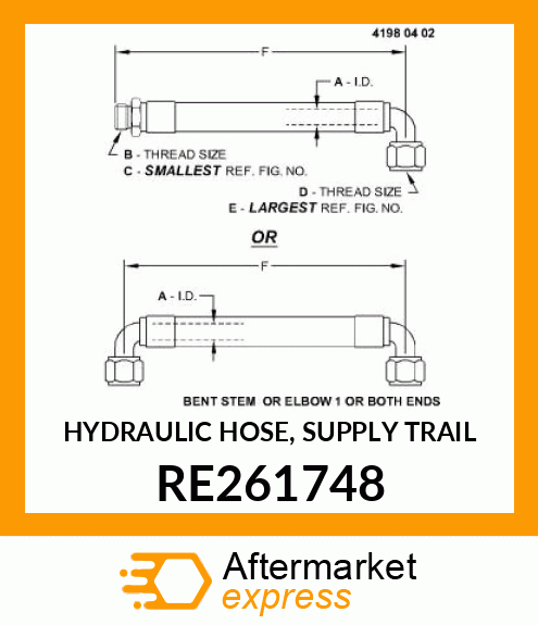 HYDRAULIC HOSE, SUPPLY TRAIL RE261748