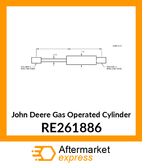 GAS OPERATED CYLINDER, REAR WINDOW RE261886