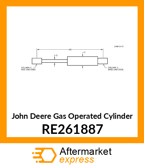 GAS OPERATED CYLINDER, LH DOOR RE261887