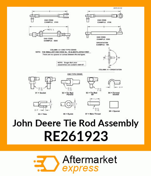 TIE ROD, TIE ROD ASSEMBLY RH RE261923