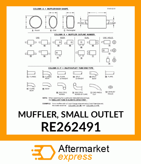 MUFFLER, SMALL OUTLET RE262491
