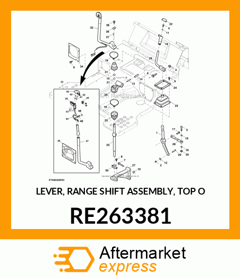 LEVER, RANGE SHIFT ASSEMBLY, TOP O RE263381