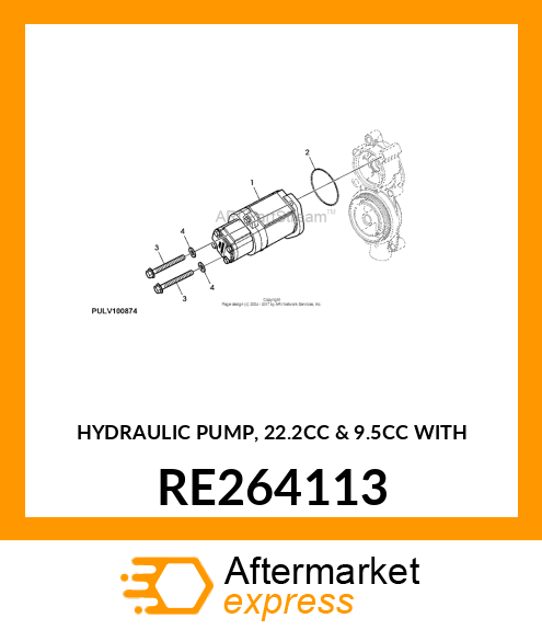 HYDRAULIC PUMP, 22.2CC amp; 9.5CC WITH RE264113