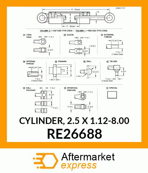 CYLINDER, 2.5 X 1.12 RE26688