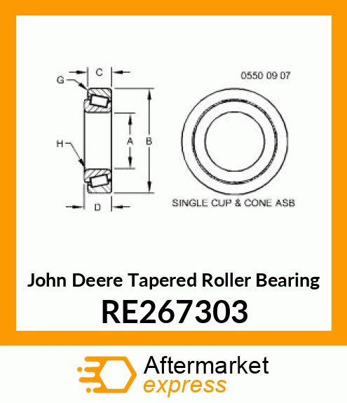 TAPERED ROLLER BEARING, CUP AND CON RE267303