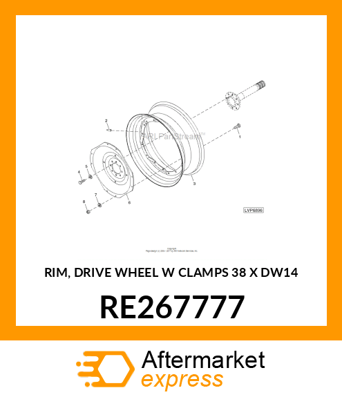 RIM, DRIVE WHEEL W CLAMPS 38 X DW14 RE267777