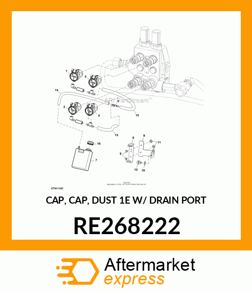 CAP, CAP, DUST 1E W/ DRAIN PORT RE268222