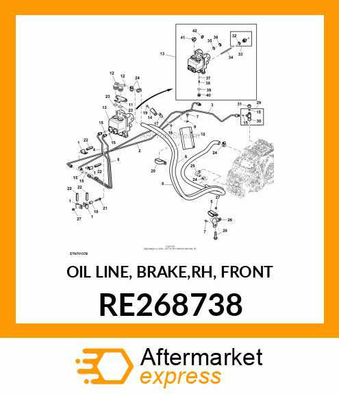 OIL LINE, BRAKE,RH, FRONT RE268738