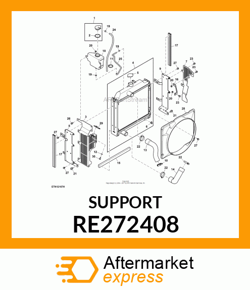 SUPPORT, SUPPORT, ASSEMBLY RADIATOR RE272408