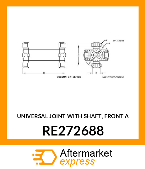 UNIVERSAL JOINT WITH SHAFT, FRONT A RE272688