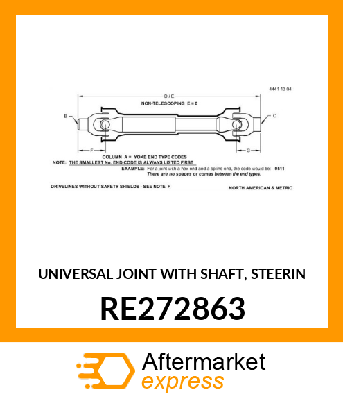 UNIVERSAL JOINT WITH SHAFT, STEERIN RE272863