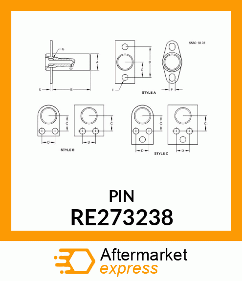 PIN, DRAWBAR, FRONT, TRACKS RE273238