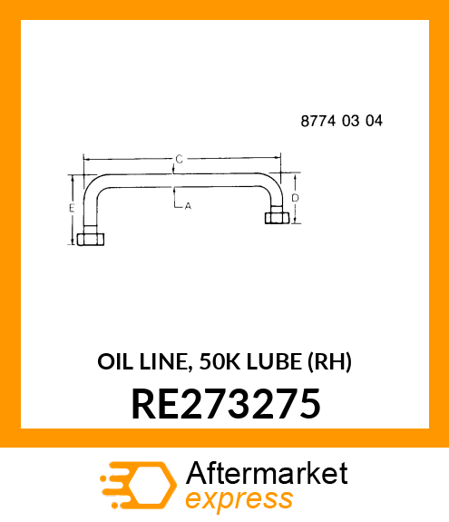 OIL LINE, 50K LUBE (RH) RE273275