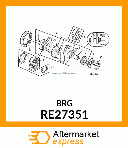 KIT,REAR MAIN BEARING,.010 U.S. RE27351