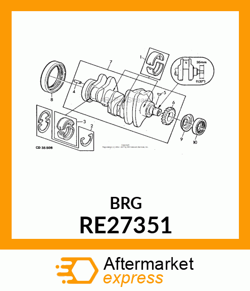 KIT,REAR MAIN BEARING,.010 U.S. RE27351