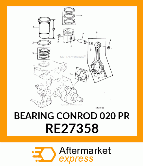 RECHANGE,COUSSINETS DE BIELLE .020 RE27358