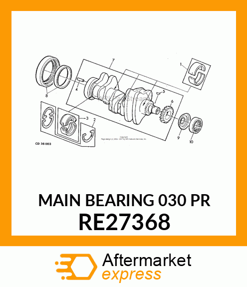 RECHANGE,COUSSINETS DE PALIER .030 RE27368