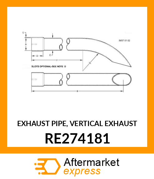 EXHAUST PIPE, VERTICAL EXHAUST RE274181