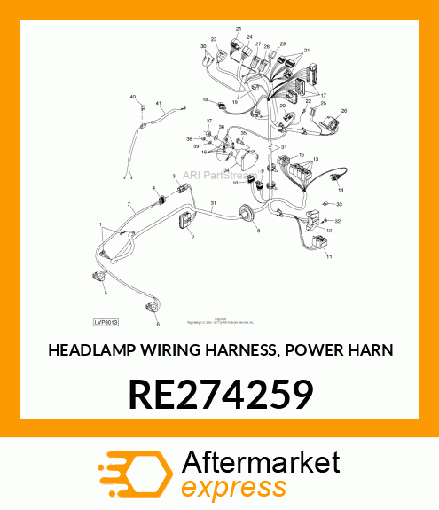 HEADLAMP WIRING HARNESS, POWER HARN RE274259