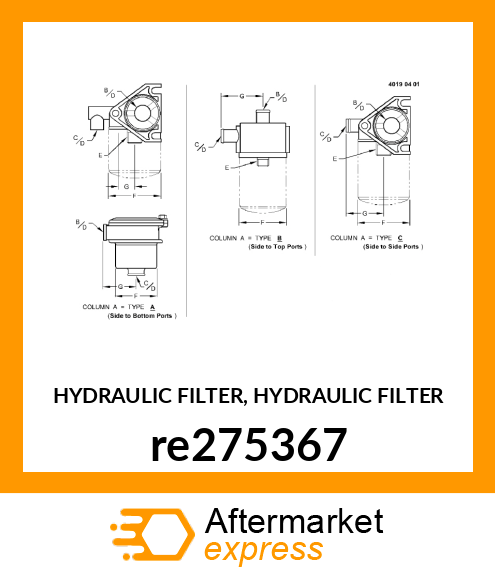 HYDRAULIC FILTER, HYDRAULIC FILTER re275367